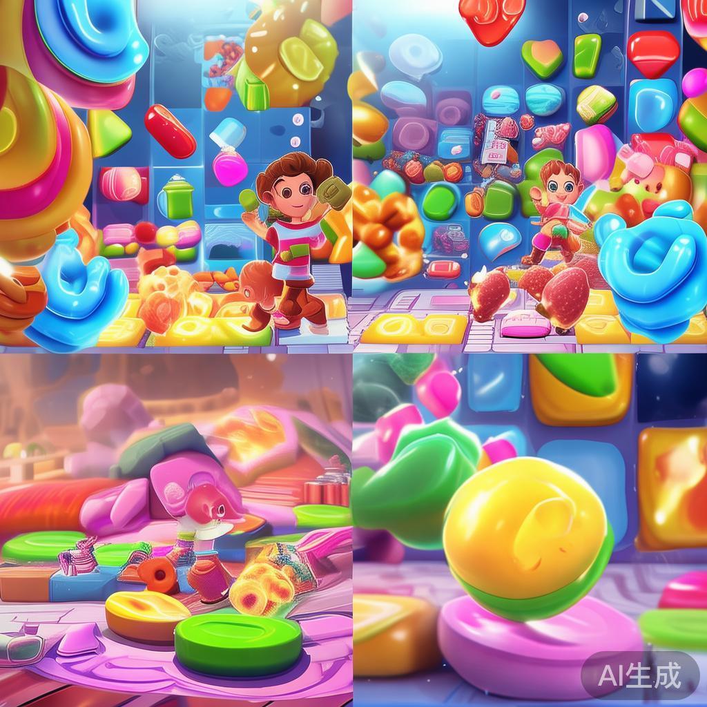 在糖果派对中，核心玩法是交换邻近的糖果，形成至少三