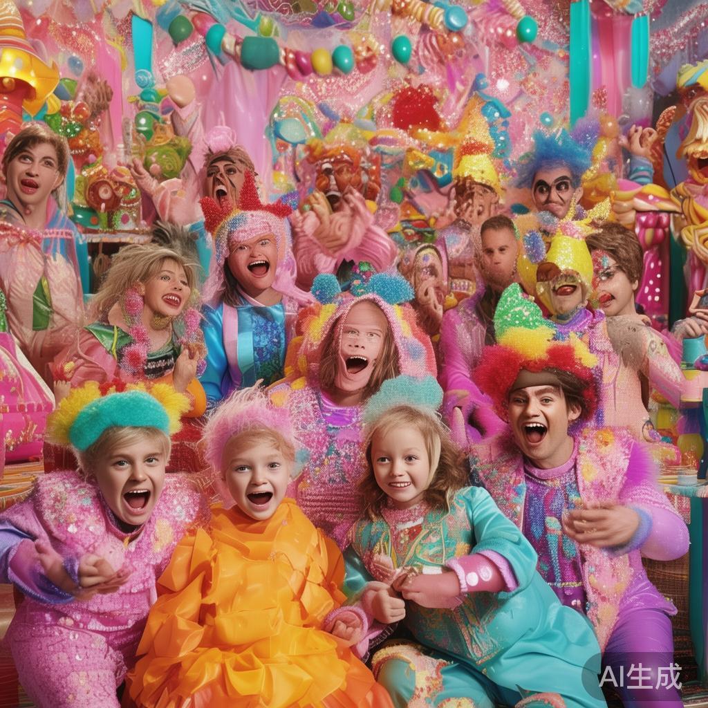 六一儿童节甜蜜糖果派对盛大开启,欢笑与幸福共享 例如,一些案例中,家庭成员一同装扮成糖果世界的角色